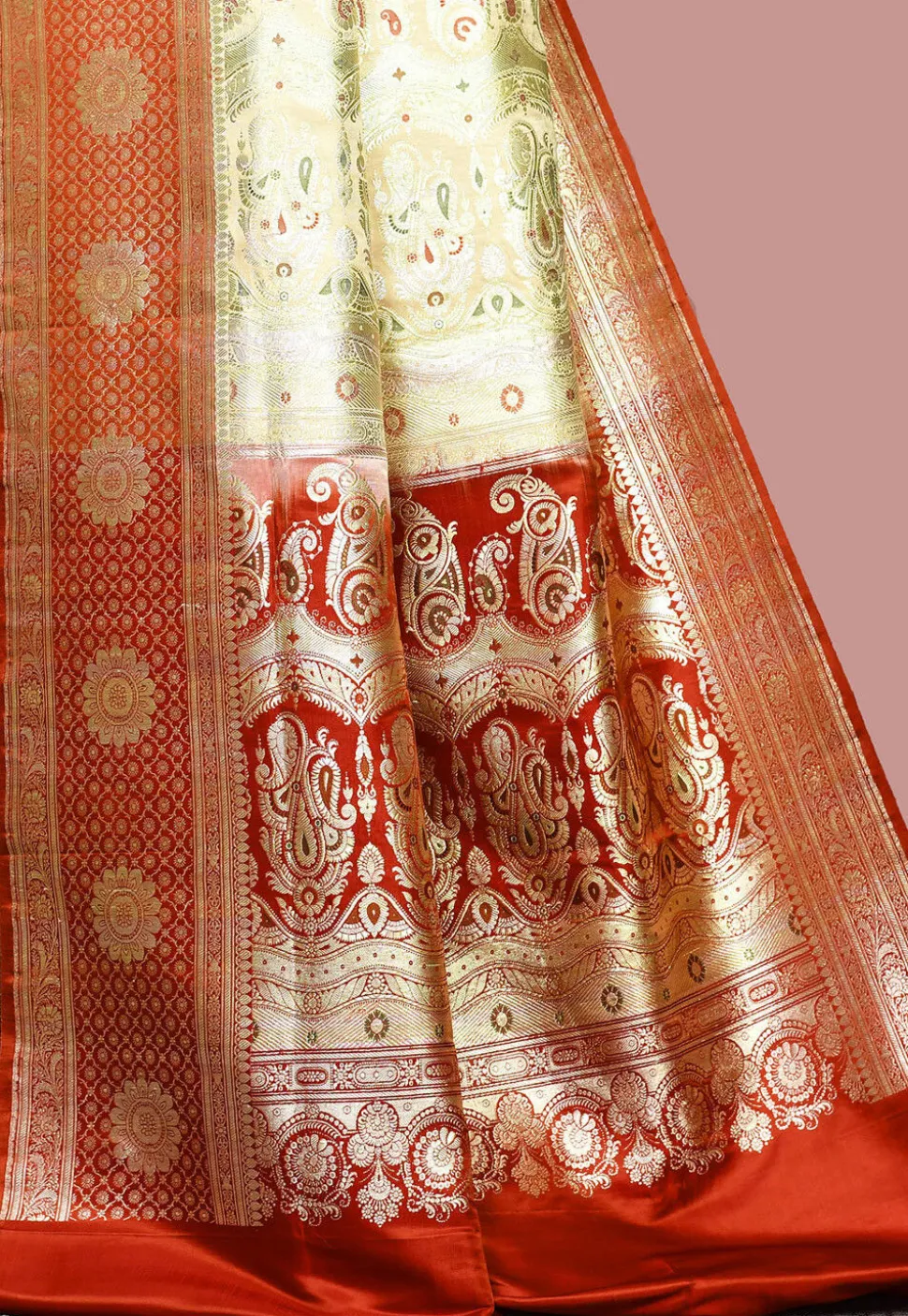 Handloom Pure Banarasi Katan Silk Saree in Beige