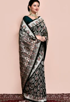 Handloom Pure Banarasi Katan Silk Saree in Black