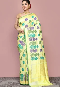 Handloom Pure Banarasi Katan Silk Saree in Yellow