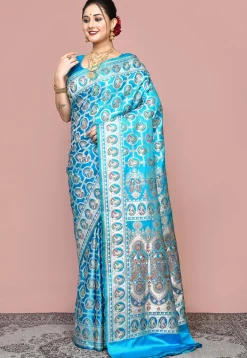 Handloom Pure Banarasi Katan Silk Saree in Blue