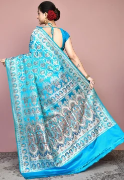 Handloom Pure Banarasi Katan Silk Saree in Blue
