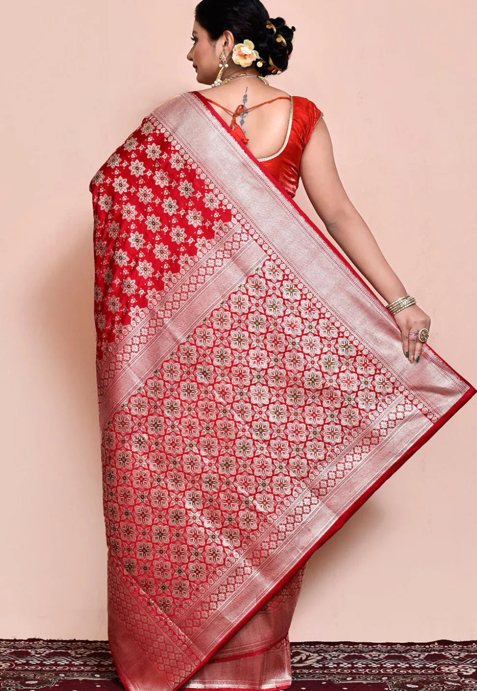 Handloom Pure Banarasi Katan Silk Saree in Red
