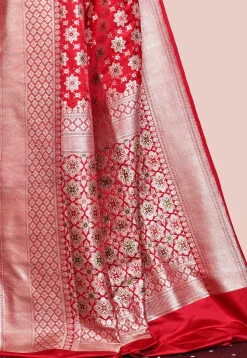 Handloom Pure Banarasi Katan Silk Saree in Red