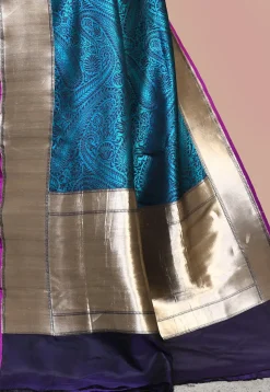 Handloom Pure Banarasi Katan Silk Saree in Teal Blue