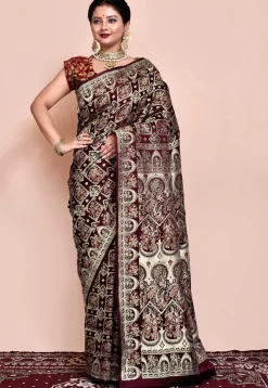 Handloom Pure Banarasi Katan Silk Saree in Wine