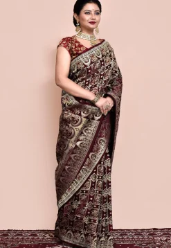 Handloom Pure Banarasi Katan Silk Saree in Wine