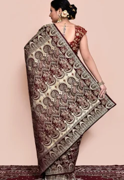 Handloom Pure Banarasi Katan Silk Saree in Wine