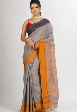 Handloom Pure Cotton Saree in Grey