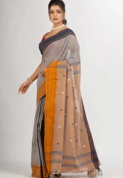 Handloom Pure Cotton Saree in Grey