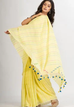 Handloom Pure Cotton Saree in Yellow