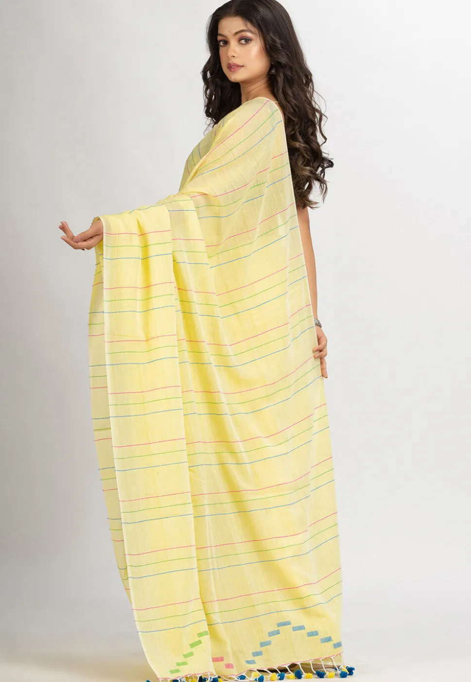 Handloom Pure Cotton Saree in Yellow