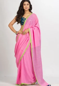 Handloom Pure Cotton Saree in Pink