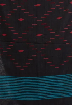 Handloom Pure Cotton Saree in Black and Blue