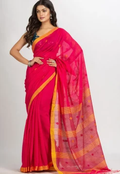 Handloom Pure Cotton Saree in Fuchsia