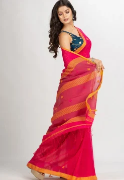 Handloom Pure Cotton Saree in Fuchsia