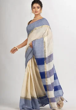 Handloom Pure Cotton Saree in Off White