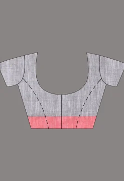 Handloom Pure Cotton Saree in Light Grey