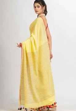 Handloom Pure Cotton Saree in Yellow