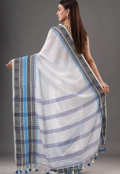 Handloom Pure Cotton Saree in White