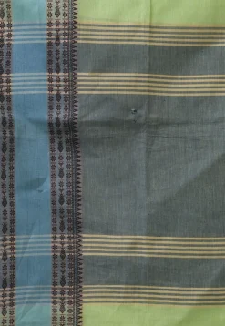 Handloom Pure Cotton Saree in Light Olive Green