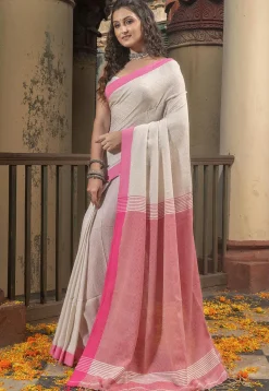 Handloom Pure Cotton Saree in Off White