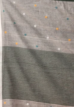 Handloom Pure Cotton Saree in Dark Green
