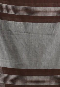 Handloom Pure Cotton Saree in Dark Brown