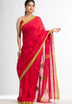 Handloom Pure Cotton Saree in Fuchsia