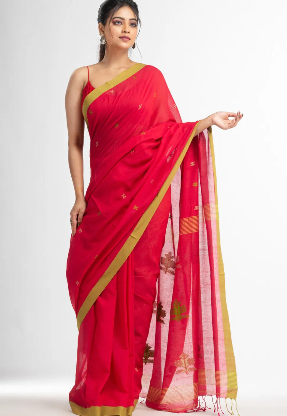 Handloom Pure Cotton Saree in Fuchsia