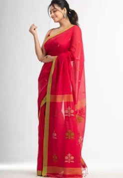 Handloom Pure Cotton Saree in Fuchsia