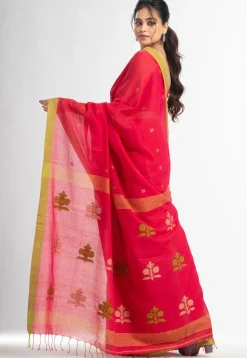 Handloom Pure Cotton Saree in Fuchsia
