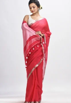 Handloom Pure Cotton Saree in Red