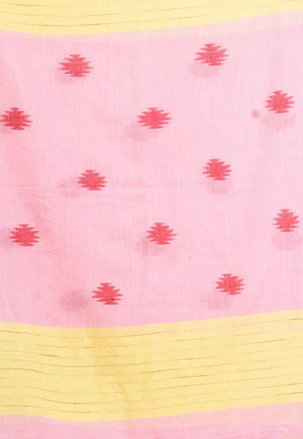Handloom Pure Cotton Saree in Pink and Yellow