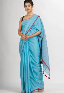 Handloom Pure Cotton Saree in Blue