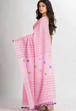 Handloom Pure Cotton Saree in Pink