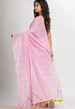 Handloom Pure Cotton Saree in Light Pink