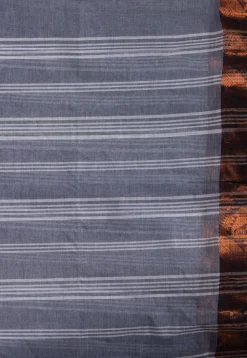Handloom Pure Cotton Tant Saree in Grey