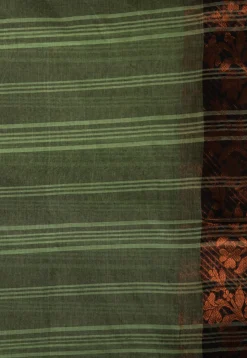 Handloom Pure Cotton Tant Saree in Dusty Green