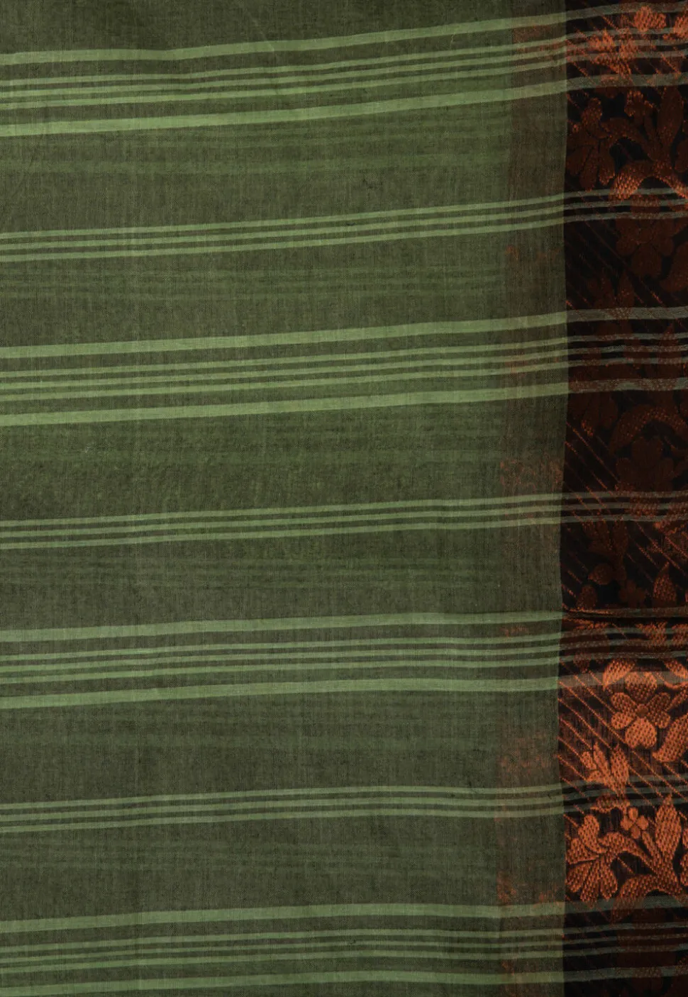 Handloom Pure Cotton Tant Saree in Dusty Green