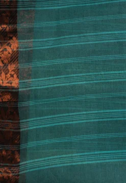 Handloom Pure Cotton Tant Saree in Teal Green