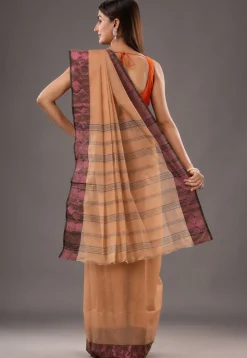 Handloom Pure Cotton Tant Saree in Beige