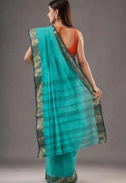 Handloom Pure Cotton Tant Saree in Sea Green