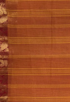 Handloom Pure Cotton Tant Saree in Rust