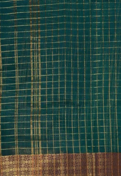 Handloom Pure Cotton Tant Saree in Teal Green