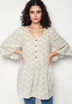 Handloom Pure Cotton Tunic in Cream