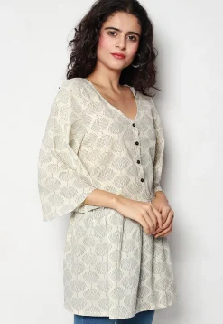 Handloom Pure Cotton Tunic in Cream
