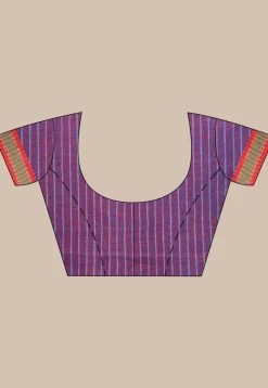 Handloom Pure Linen Jamdani Saree in Blue