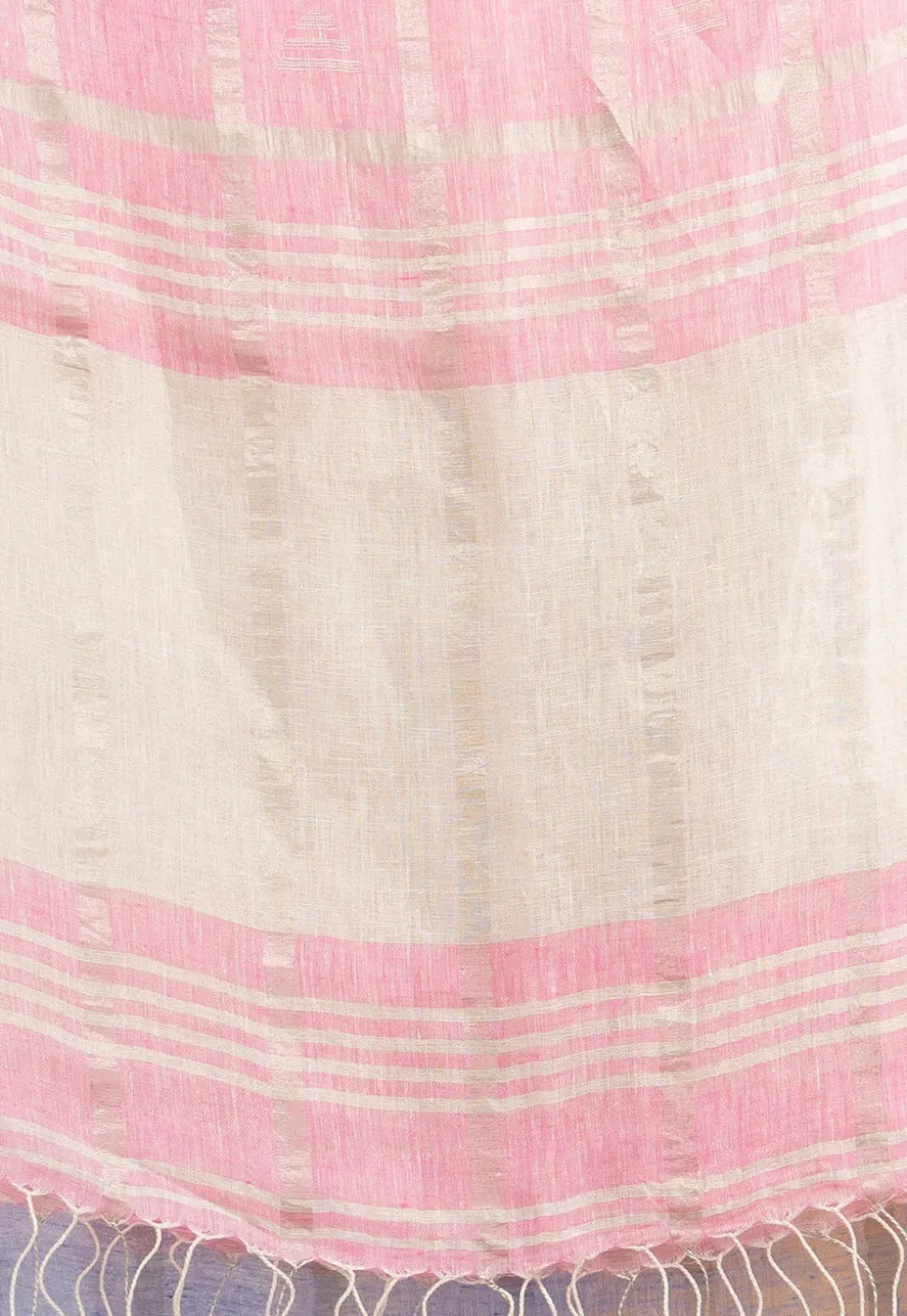 Handloom Pure Linen Saree in Pink and Sky Blue