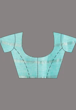 Handloom Pure Linen Saree in Pink and Sky Blue