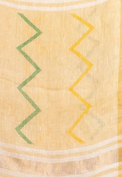 Handloom Pure Linen Saree in Cream